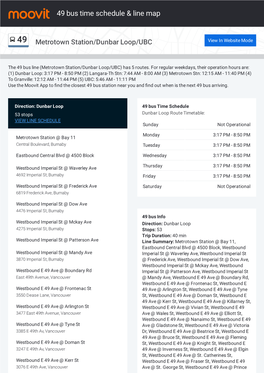 49 Bus Time Schedule & Line Route