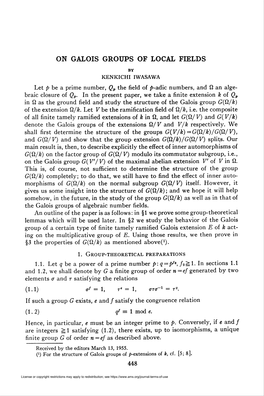 On Galois Groups of Local Fields