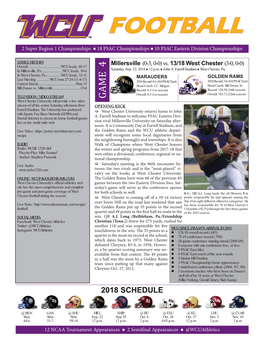 WCU 2018 Football Game Notes Millersville.Indd