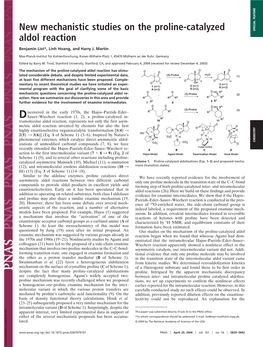 New Mechanistic Studies on the Proline-Catalyzed Aldol Reaction