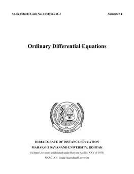 Ordinary Differential Equations