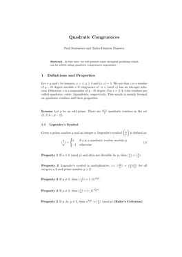 Quadratic Congruences