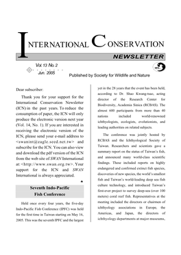 International Conservation Newsletter Biodiversity, Academia Sinica (RCBAS)