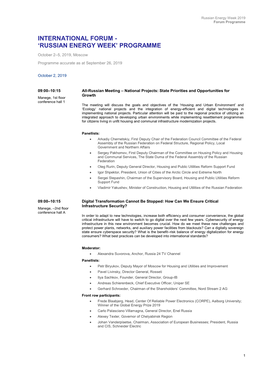 International Forum - ‘Russian Energy Week’ Programme