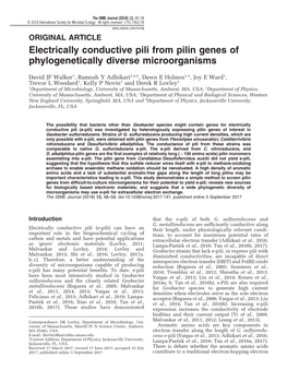 Electrically Conductive Pili from Pilin Genes of Phylogenetically Diverse Microorganisms