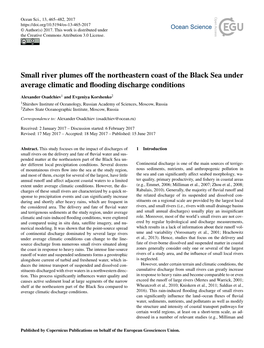 Small River Plumes Off the Northeastern Coast of the Black Sea Under Average Climatic and ﬂooding Discharge Conditions