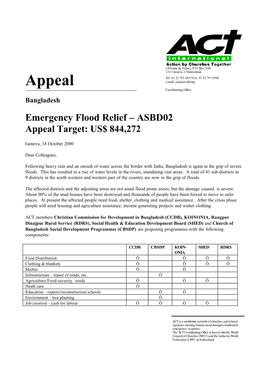 Appeal Bangladesh Emergency Flood Relief