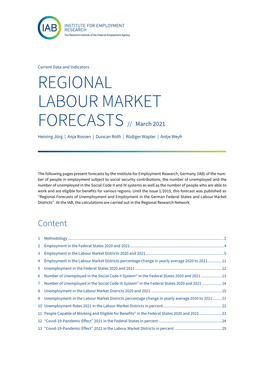 REGIONAL LABOUR MARKET FORECASTS March 2021