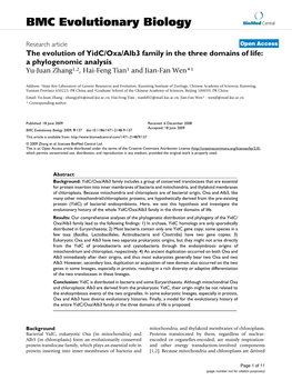 BMC Evolutionary Biology Biomed Central