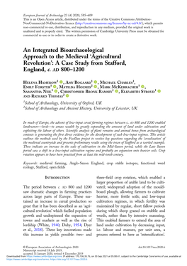 Agricultural Revolution’: a Case Study from Stafford, England, C