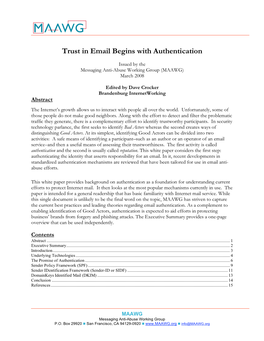 Trust in Email Begins with Authentication