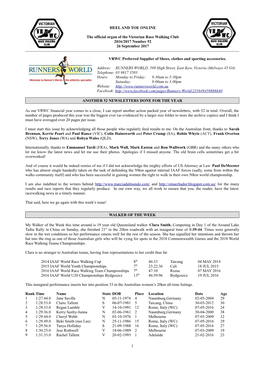 HEEL and TOE ONLINE the Official Organ of the Victorian Race Walking