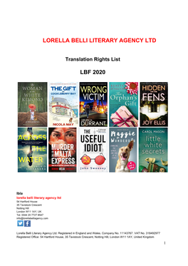 Lorella Belli Literary Agency Ltd Lbf 2020