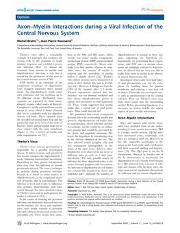 Axon–Myelin Interactions During a Viral Infection of the Central Nervous System