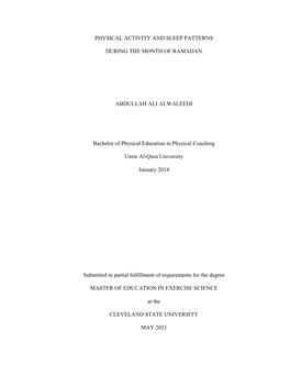 Physical Activity and Sleep Patterns During the Month Of
