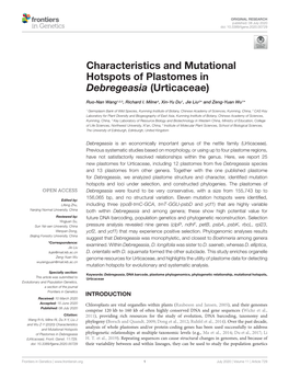 Characteristics and Mutational Hotspots of Plastomes in Debregeasia (Urticaceae)