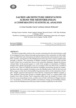 Sacred Architecture Orientation Across the Mediterranean: a Comparative Statistical Analysis