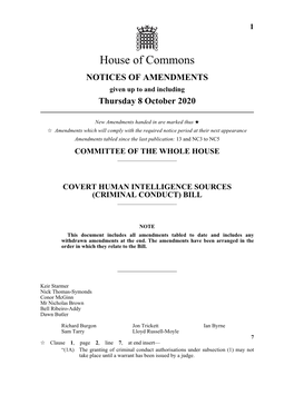 1 Notices of Amendments