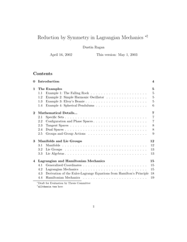 Reduction by Symmetry in Lagrangian Mechanics ∗†