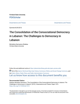 The Challenges to Democracy in Lebanon