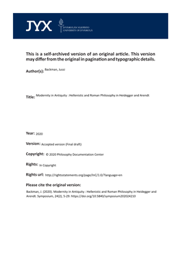 This Is a Self-Archived Version of an Original Article. This Version May Differ from the Original in Pagination and Typographic Details