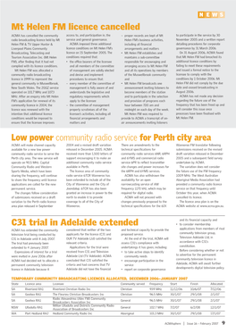 C31 Trial in Adelaide Extended Mt Helen FM Licence