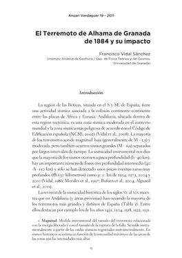 El Terremoto De Alhama De Granada De 1884 Y Su Impacto