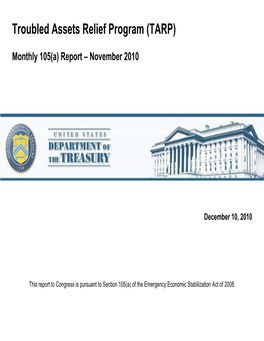 Monthly Progress Report, November 2010