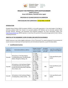 REQUEST for PROPOSALS (RFP) #UNTD201806009 EGPAF Cameroon Street 1975 Bastos, Yaoundé Centre Region