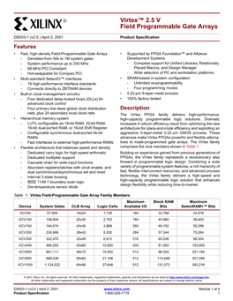 Virtex™ 2.5 V Field Programmable Gate Arrays