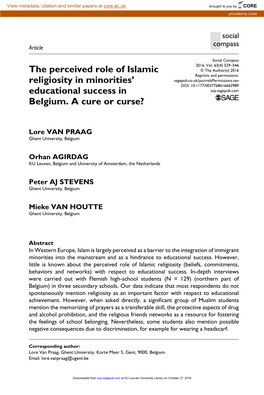 The Perceived Role of Islamic Religiosity in Minorities' Educational