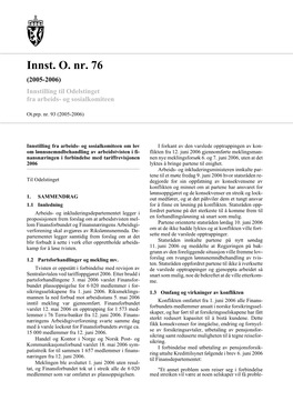 Innst. O. Nr. 76 (2005-2006) Innstilling Til Odelstinget Fra Arbeids- Og Sosialkomiteen