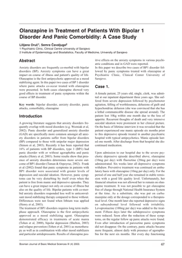 Olanzapine in Treatment of Patients with Bipolar 1 Disorder and Panic Comorbidity: a Case Study