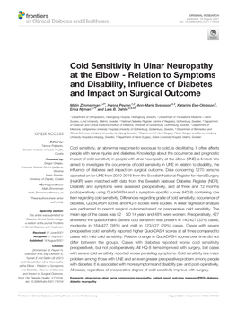 Cold Sensitivity in Ulnar Neuropathy at the Elbow - Relation to Symptoms and Disability, Inﬂuence of Diabetes and Impact on Surgical Outcome