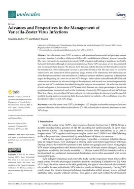 Advances and Perspectives in the Management of Varicella-Zoster Virus Infections