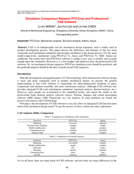 Simulation Comparison Between PTC/Creo and Professional CAE