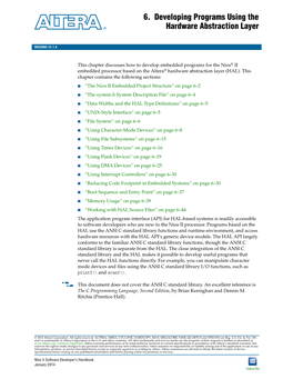 Developing Programs Using the Hardware Abstraction Layer January 2014 NII52004-13.1.0