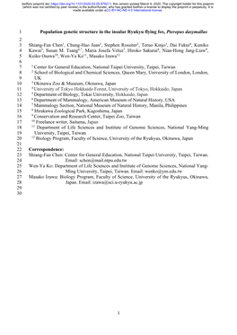 Population Genetic Structure in the Insular Ryukyu Flying Fox, Pteropus