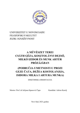 A Művészet Terei Csáth Géza, Kosztolányi Dezső, Milkó