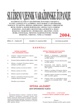 Općina Jalžabet Općina Trnovec Bartolovečki Akti Općinskog Vijeća Akti Općinskog Vijeća