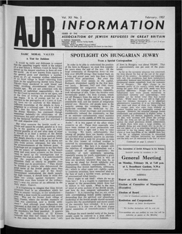 INFORMATION ISSUED by the ASSOCIATION of JEWISH REFUGEES in GREAT BRITAIN 8 FAIRFAX MANSIONS