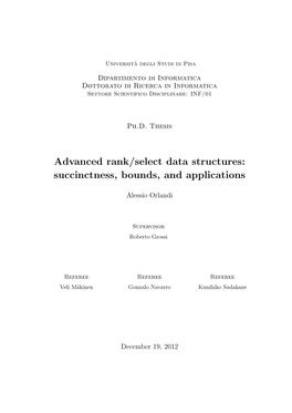 Advanced Rank/Select Data Structures: Succinctness, Bounds, and Applications