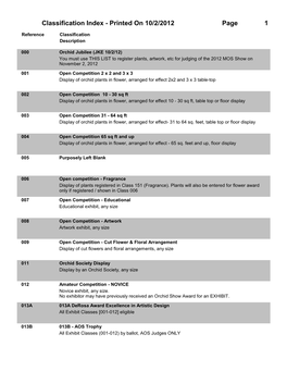 Orchid Jubilee Classifications