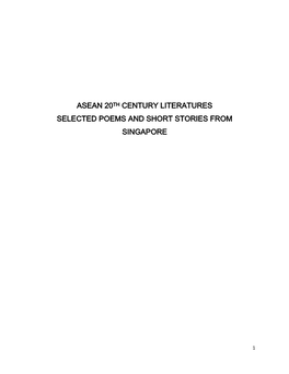 Asean 20Th Century Literatures Selected Poems and Short Stories From