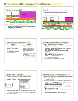 CS 140 - Summer 2008 - Handout #26: Virtual Machines