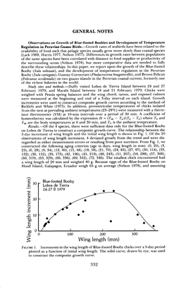 Observations on Growth of Blue-Footed Boobies and Development of Temperature Regulation in Peruvian Guano Birds