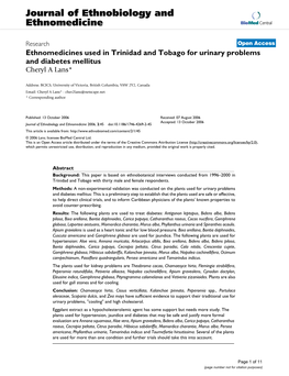 Journal of Ethnobiology and Ethnomedicine Biomed Central