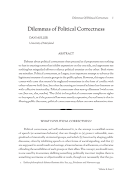 Dilemmas of Political Correctness 1