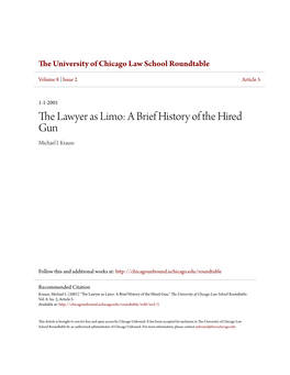 The Lawyer As Limo: a Brief History of the Hired Gun Michael I