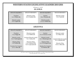 Western States Legislative Leaders 2015-2016